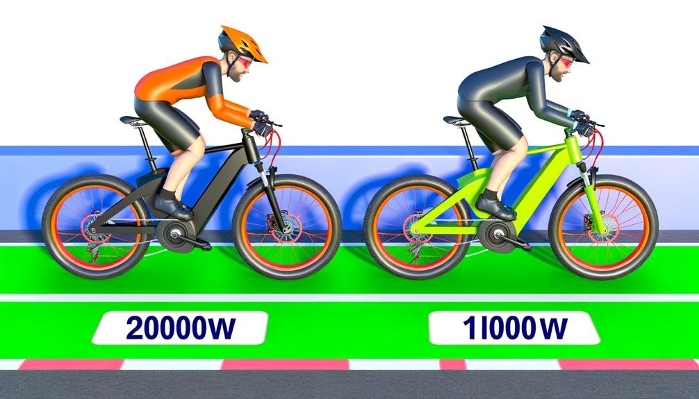 power comparison between 1000w and 2000w e bikes